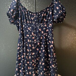 Trixxi Blue Dress with Pink Floral Pattern